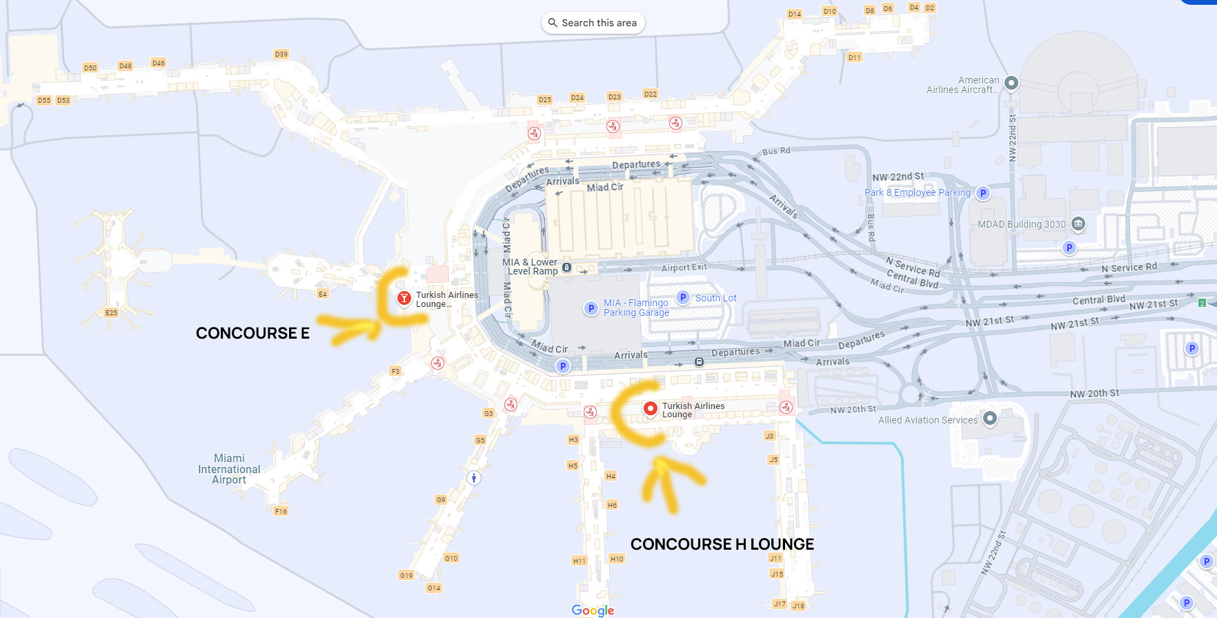 Turkish Airlines Lounge location